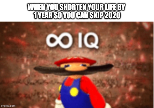 Infinite IQ | WHEN YOU SHORTEN YOUR LIFE BY
 1 YEAR SO YOU CAN SKIP 2020 | image tagged in infinite iq | made w/ Imgflip meme maker