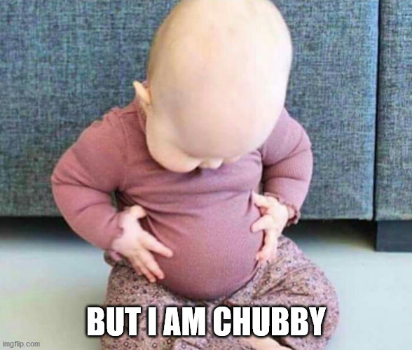 Fat baby | BUT I AM CHUBBY | image tagged in fat baby | made w/ Imgflip meme maker