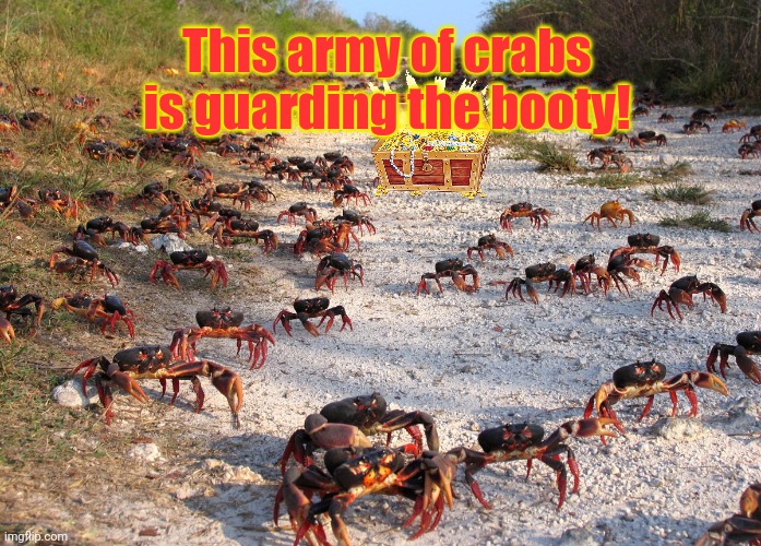 This army of crabs is guarding the booty! | made w/ Imgflip meme maker