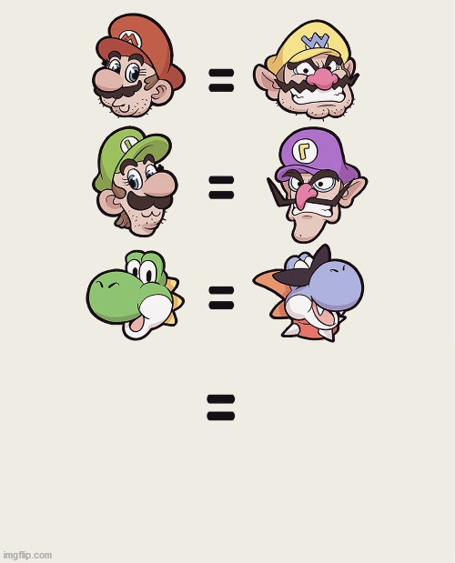 Mario: good vs. evil Blank Meme Template