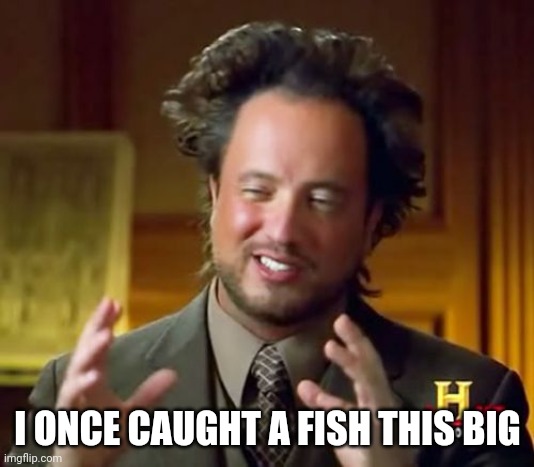 Ancient Aliens Meme | I ONCE CAUGHT A FISH THIS BIG | image tagged in memes,ancient aliens | made w/ Imgflip meme maker
