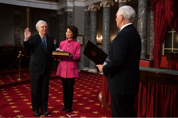 Pence Mock Swearing in 117th Congress Blank Meme Template