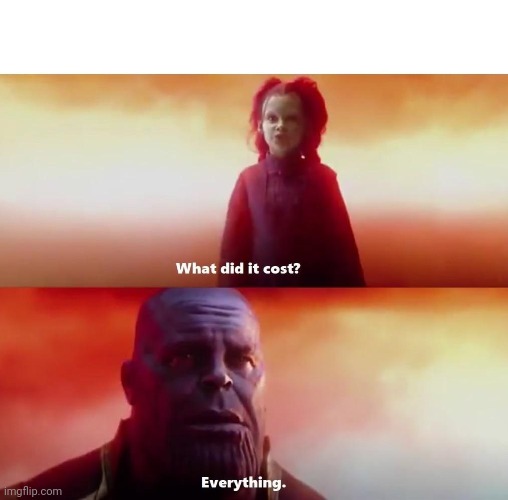 Thanos what did it cost | image tagged in thanos what did it cost | made w/ Imgflip meme maker