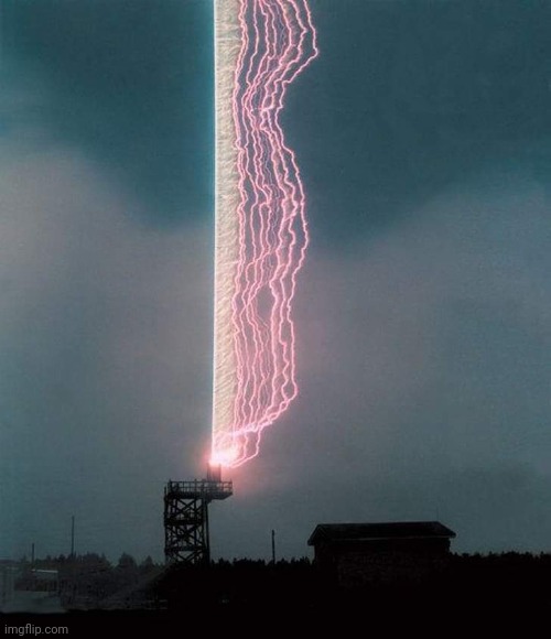 Lightning Triggered by Rocket- Lightning Research Center, University of Florida | image tagged in rocket,lightning,florida,awesome,pic | made w/ Imgflip meme maker