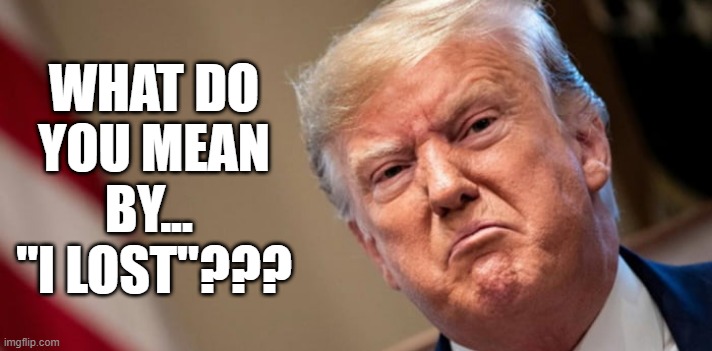 Trumpy Lost | WHAT DO
YOU MEAN
BY... 
"I LOST"??? | image tagged in trump,lost,election 2020 | made w/ Imgflip meme maker