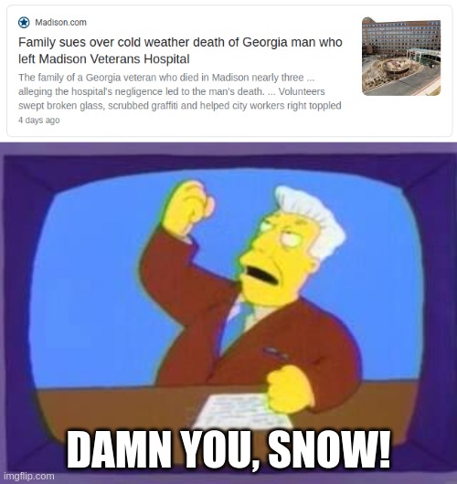 Damn You Cold Weather! | DAMN YOU, SNOW! | image tagged in damn you | made w/ Imgflip meme maker