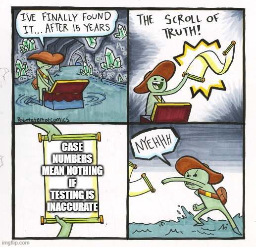 Lockdown Reality | CASE NUMBERS MEAN NOTHING IF TESTING IS INACCURATE | image tagged in memes,the scroll of truth,covid-19,covid19,pandemic,scam | made w/ Imgflip meme maker