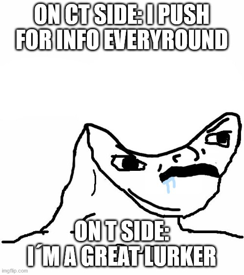 Angry Brainlet  | ON CT SIDE: I PUSH FOR INFO EVERYROUND; ON T SIDE: I´M A GREAT LURKER | image tagged in angry brainlet | made w/ Imgflip meme maker