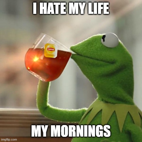 But That's None Of My Business Meme | I HATE MY LIFE; MY MORNINGS | image tagged in memes,but that's none of my business,kermit the frog | made w/ Imgflip meme maker