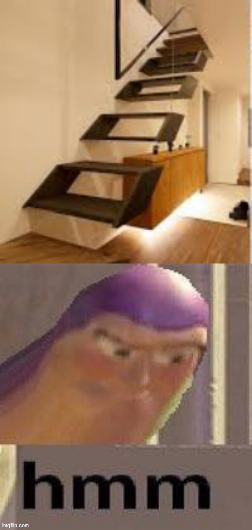 Stairs boss battle | image tagged in buzz lightyear hmm,memes,funny | made w/ Imgflip meme maker