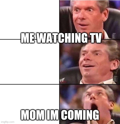 before dinner | ME WATCHING TV; MOM IM COMING | image tagged in wwe | made w/ Imgflip meme maker