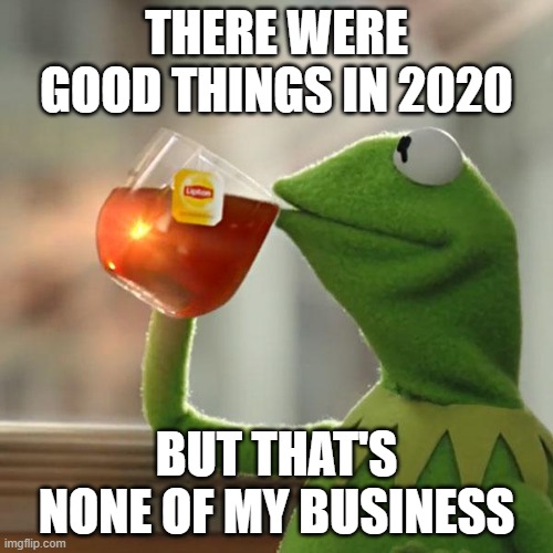 But That's None Of My Business Meme | THERE WERE GOOD THINGS IN 2020; BUT THAT'S NONE OF MY BUSINESS | image tagged in memes,but that's none of my business,kermit the frog | made w/ Imgflip meme maker