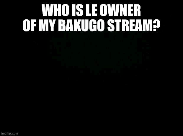 Black background | WHO IS LE OWNER OF MY BAKUGO STREAM? | image tagged in black background | made w/ Imgflip meme maker