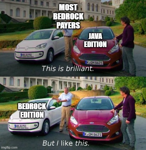This is Briliant But i like this | MOST BEDROCK PAYERS; JAVA EDITION; BEDROCK EDITION | image tagged in this is briliant but i like this | made w/ Imgflip meme maker