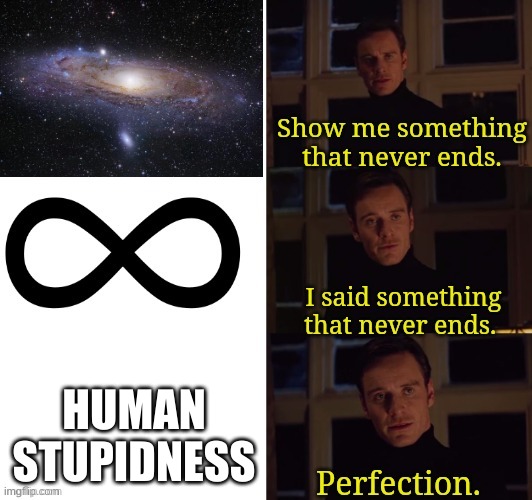 Perfection | HUMAN STUPIDNESS | image tagged in perfection | made w/ Imgflip meme maker