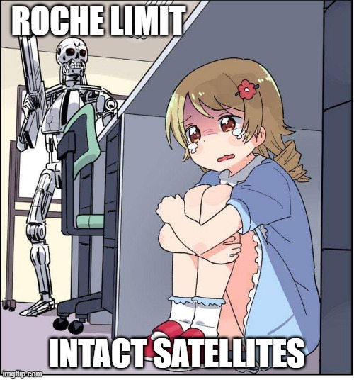 Ring Formation | ROCHE LIMIT; INTACT SATELLITES | image tagged in robot anime girl hiding animinator | made w/ Imgflip meme maker