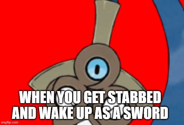 WHEN YOU GET STABBED AND WAKE UP AS A SWORD | image tagged in pokemon | made w/ Imgflip meme maker