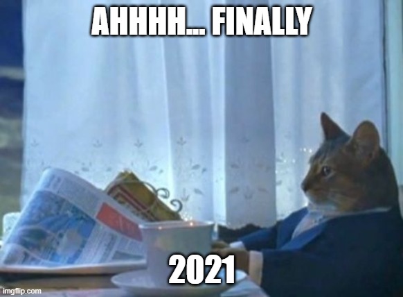 Happy 2021 | AHHHH... FINALLY; 2021 | image tagged in memes,i should buy a boat cat | made w/ Imgflip meme maker