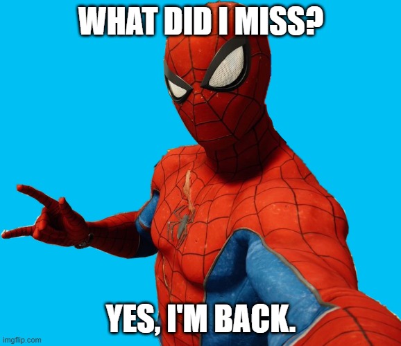 Winter Break was pretty good actually... | WHAT DID I MISS? YES, I'M BACK. | image tagged in spider-selfie,spider-man,marvel,marvel comics,imgflip | made w/ Imgflip meme maker