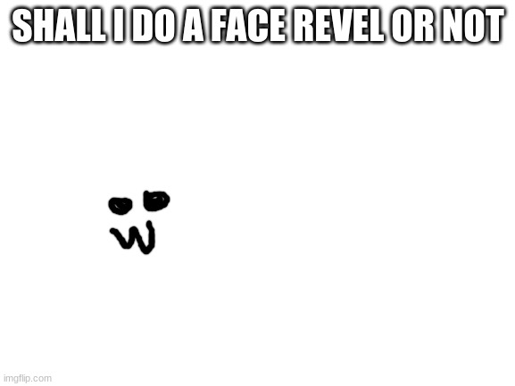 Blank White Template | SHALL I DO A FACE REVEL OR NOT | image tagged in blank white template | made w/ Imgflip meme maker