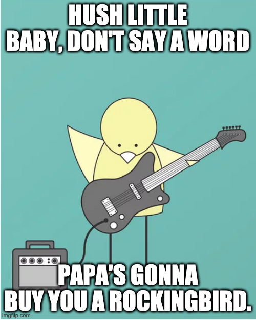 HUSH LITTLE BABY, DON'T SAY A WORD PAPA'S GONNA BUY YOU A ROCKINGBIRD. | made w/ Imgflip meme maker