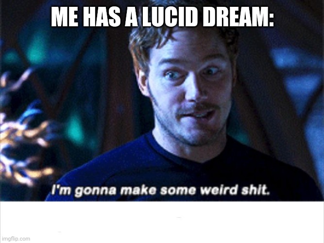 Lucid dreams | ME HAS A LUCID DREAM: | image tagged in i'm gonna make some weird s,lucid dreams | made w/ Imgflip meme maker