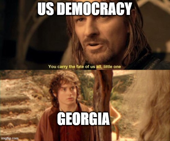 Runoff | US DEMOCRACY; GEORGIA | image tagged in politics,lotr | made w/ Imgflip meme maker