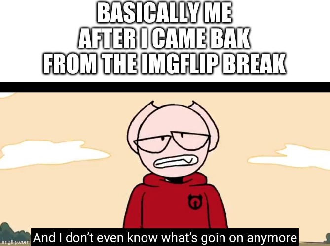 everything and everyone's different | BASICALLY ME AFTER I CAME BAK FROM THE IMGFLIP BREAK | image tagged in somethingelseyt | made w/ Imgflip meme maker