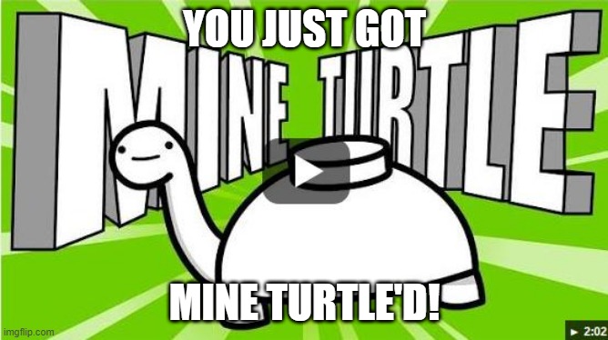*Wheeze* | YOU JUST GOT; MINE TURTLE'D! | image tagged in mine turtle,asdfmovie | made w/ Imgflip meme maker