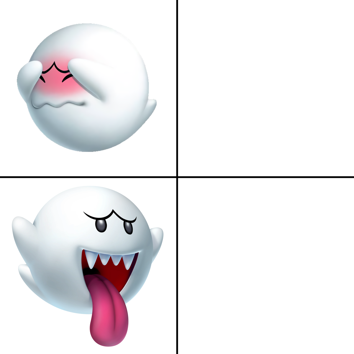 High Quality Drake alternative with Boo ghost from Super Mario Blank Meme Template