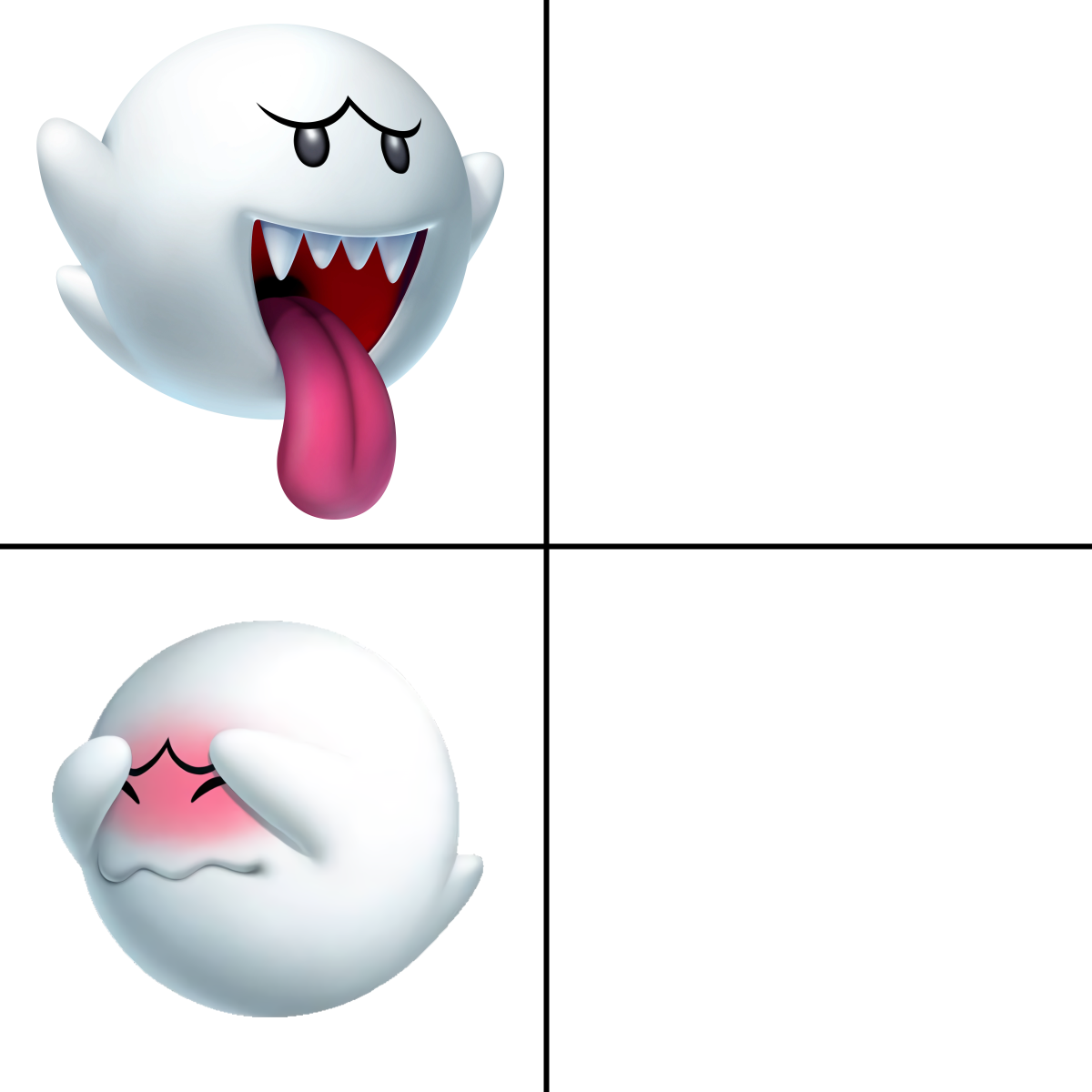 High Quality Drake alternative with Boo ghost from Super Mario (reversed) Blank Meme Template