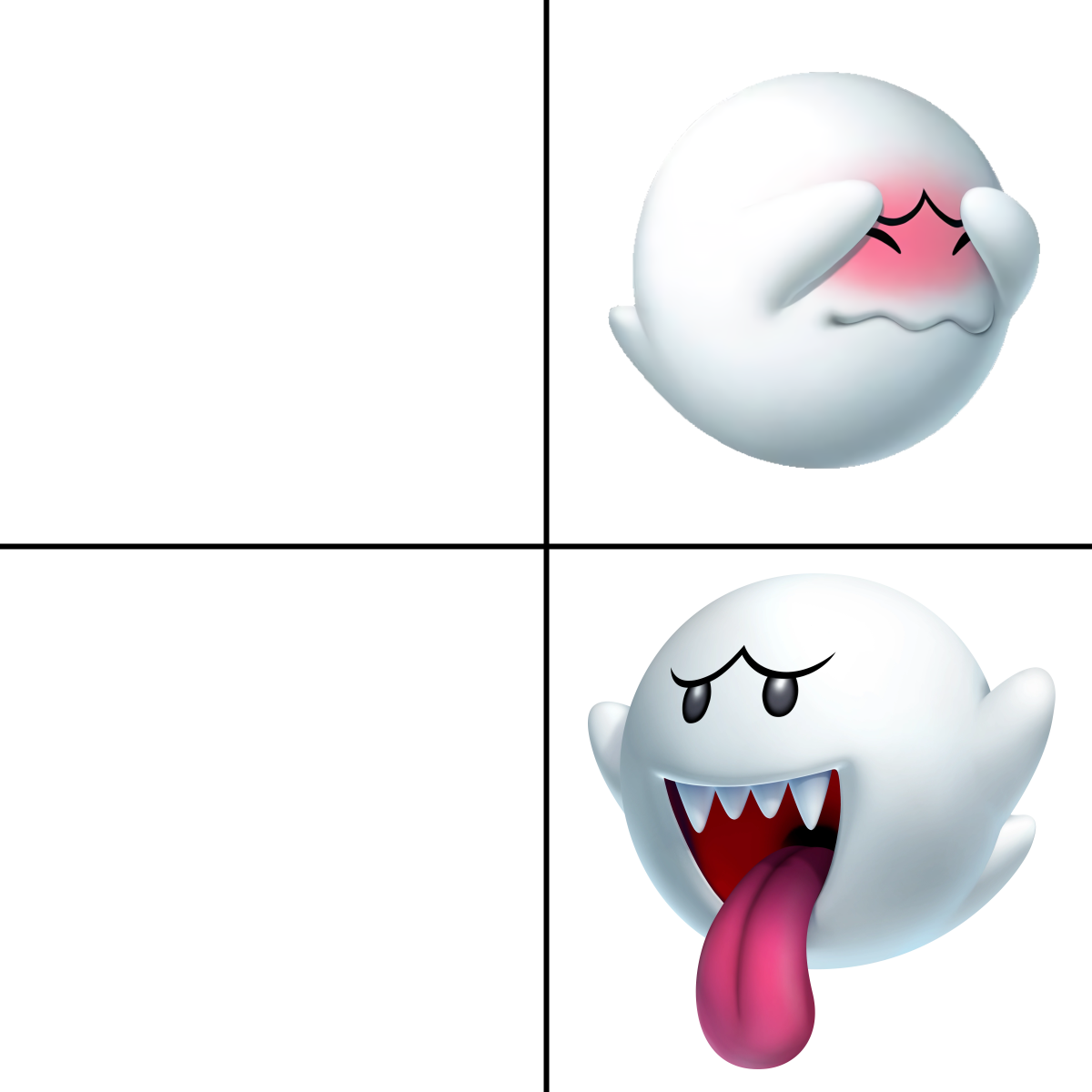 Drake alternative with Boo ghost from Super Mario (right side) Blank Meme Template
