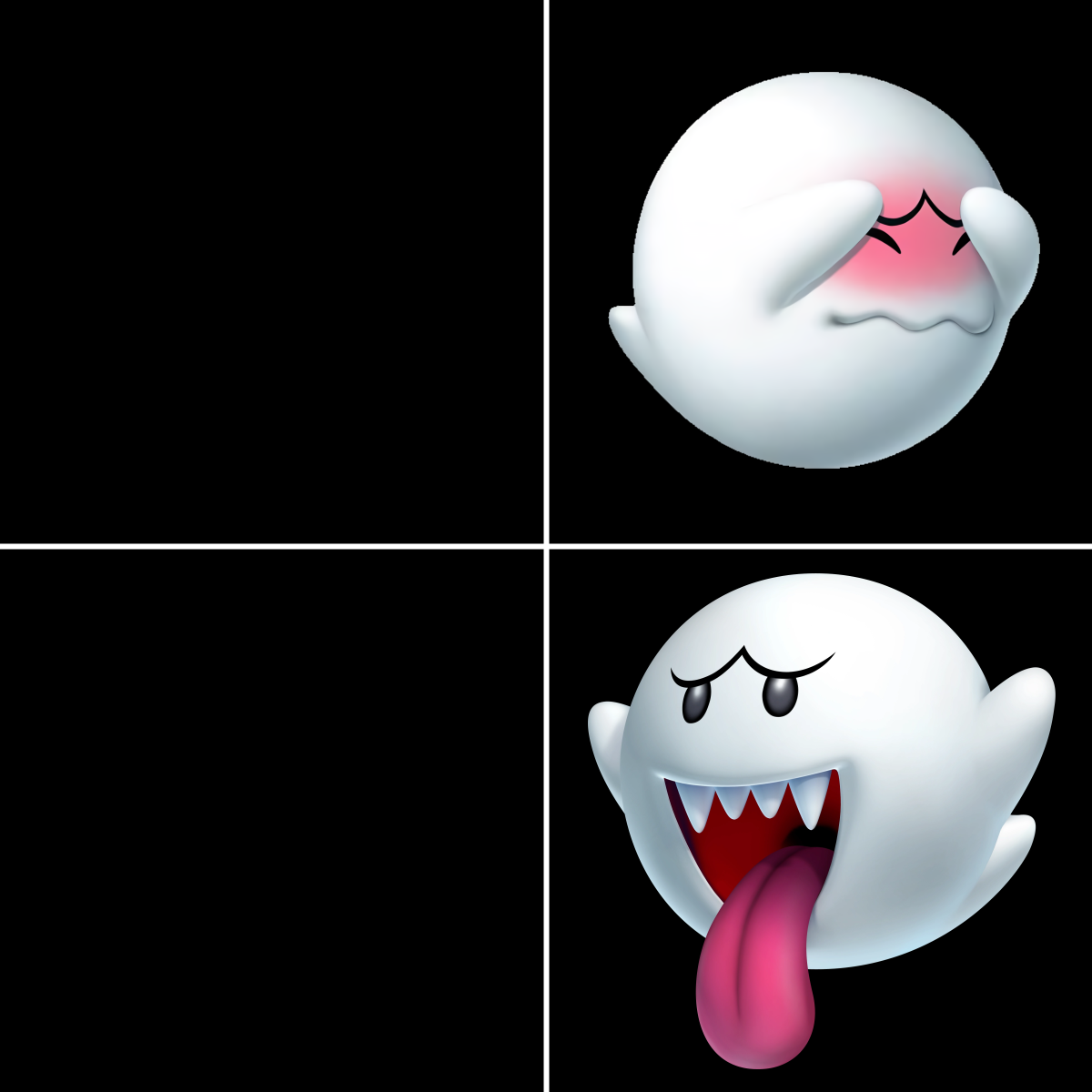 High Quality Drake alternative with Boo ghost from Super Mario (right, dark) Blank Meme Template