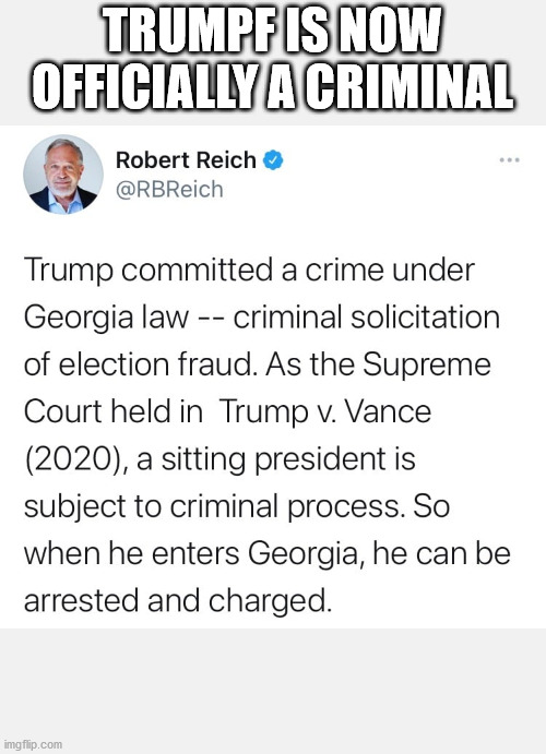 TRUMPF IS NOW OFFICIALLY A CRIMINAL | made w/ Imgflip meme maker
