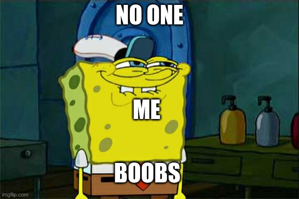 Don't You Squidward | NO ONE; ME; BOOBS | image tagged in memes,don't you squidward | made w/ Imgflip meme maker