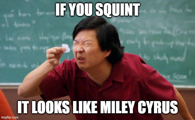 Tiny piece of paper | IF YOU SQUINT IT LOOKS LIKE MILEY CYRUS | image tagged in tiny piece of paper | made w/ Imgflip meme maker