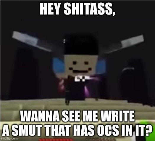 No, I don’t watch Dream | HEY SHITASS, WANNA SEE ME WRITE A SMUT THAT HAS OCS IN IT? | image tagged in hey shitass | made w/ Imgflip meme maker