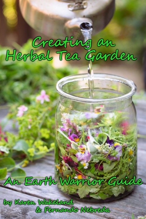 Tea Guide | Creating an Herbal Tea Garden; An Earth Warrior Guide; by Karen Wakeland 
            & Fernando Nebreda | image tagged in tea time | made w/ Imgflip meme maker
