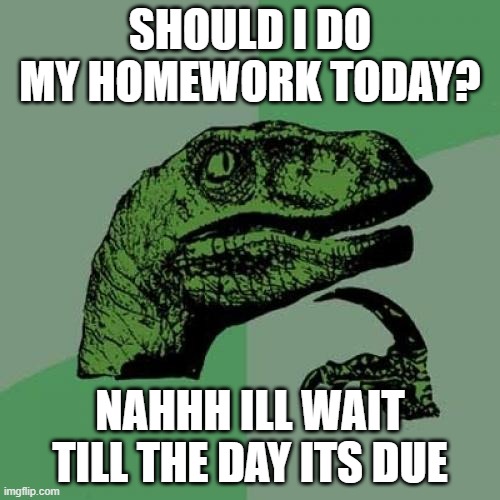 i do my homework now i'll do it later