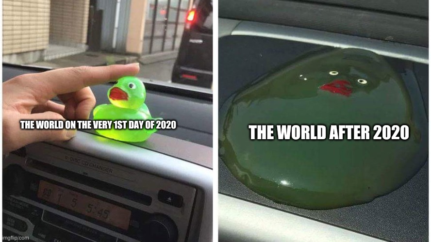 rip world | THE WORLD ON THE VERY 1ST DAY OF 2020; THE WORLD AFTER 2020 | image tagged in funny | made w/ Imgflip meme maker