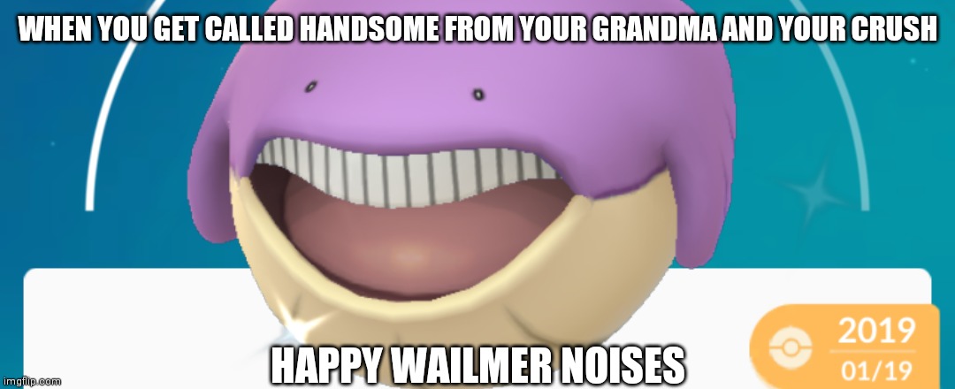 Wailer | WHEN YOU GET CALLED HANDSOME FROM YOUR GRANDMA AND YOUR CRUSH; HAPPY WAILMER NOISES | image tagged in wailer | made w/ Imgflip meme maker