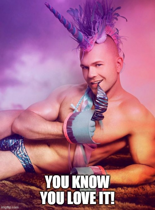 Sexy Gay Unicorn | YOU KNOW YOU LOVE IT! | image tagged in sexy gay unicorn | made w/ Imgflip meme maker