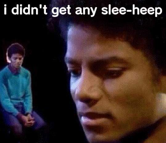 Sad Michael  | i didn't get any slee-heep | image tagged in sad michael | made w/ Imgflip meme maker