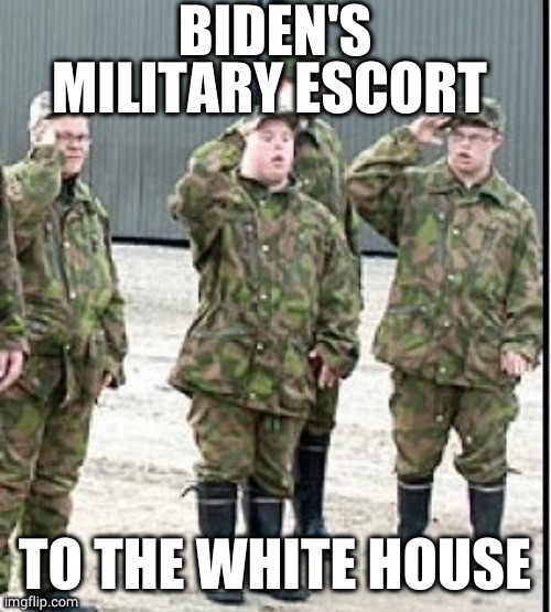 Potato army | BIDEN'S MILITARY ESCORT; TO THE WHITE HOUSE | image tagged in potato army | made w/ Imgflip meme maker