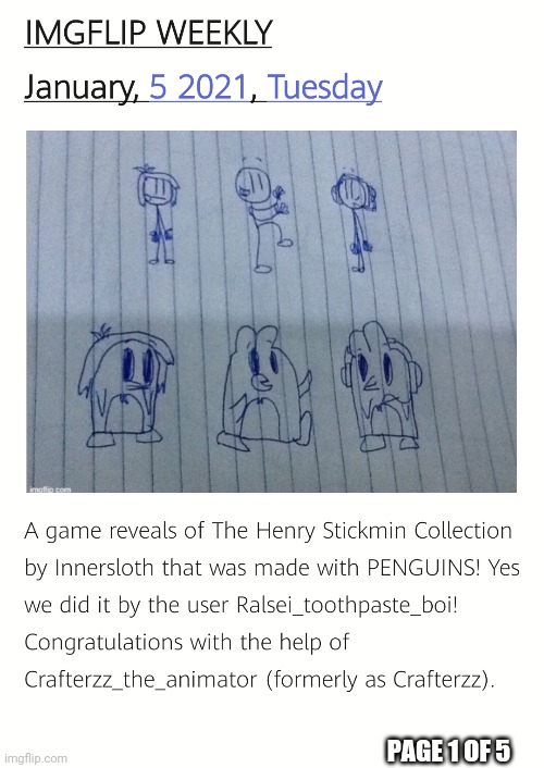 Henry Stickmin Collection Reveals in the Imgflip News! | PAGE 1 OF 5 | image tagged in memes,henry stickmin,penguins,fan art,innersloth,imgflip news | made w/ Imgflip meme maker