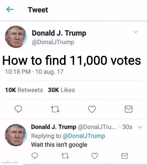 Trump Twitter | How to find 11,000 votes | image tagged in trump twitter | made w/ Imgflip meme maker