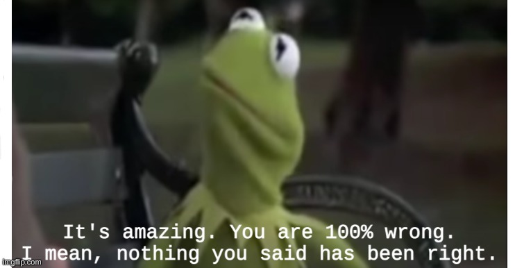 You are 100% wrong | image tagged in you are 100 wrong,you are 100 percent wrong,kermit,kermit the frog,custom template | made w/ Imgflip meme maker