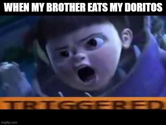 when my brother eats my doritos | WHEN MY BROTHER EATS MY DORITOS | image tagged in triggerd boo | made w/ Imgflip meme maker