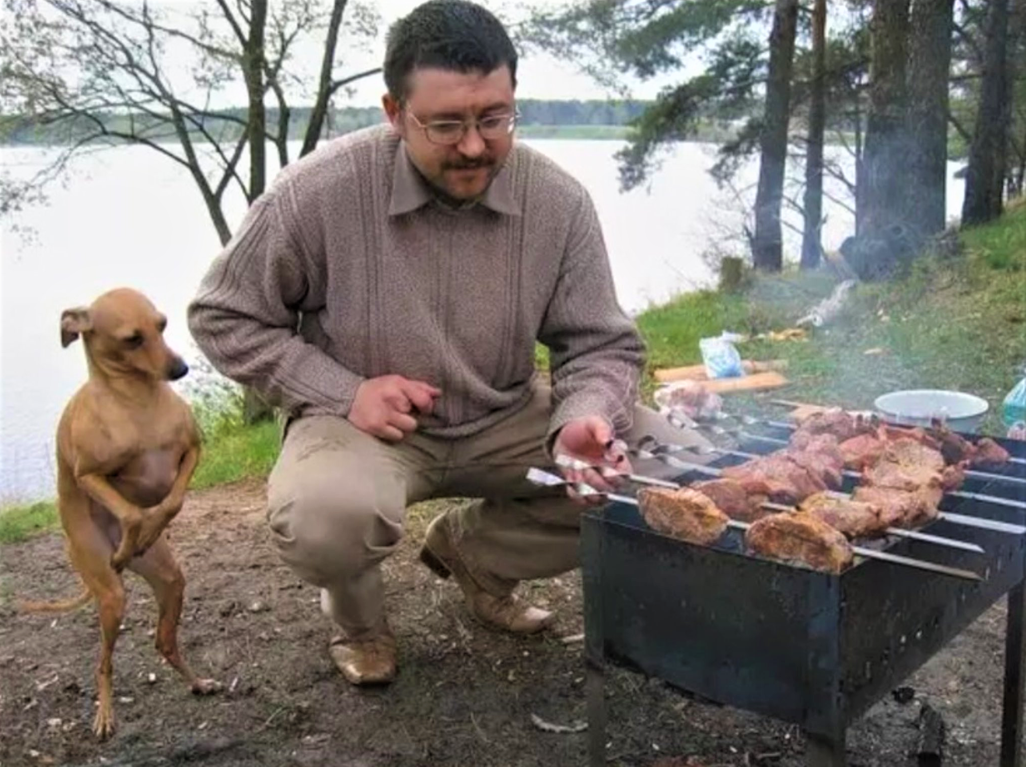 Dog waiting Barbeque Blank Meme Template