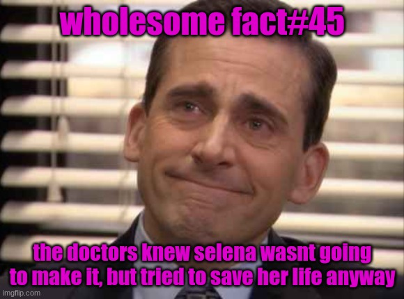 wholesome | wholesome fact#45; the doctors knew selena wasnt going to make it, but tried to save her life anyway | image tagged in wholesome,memes,facts | made w/ Imgflip meme maker
